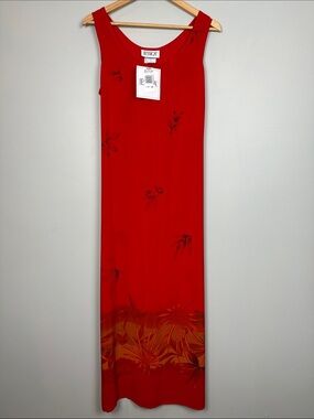 NWT Vintage Jessica Red maxi dress sleeveless vacation resort fall layering